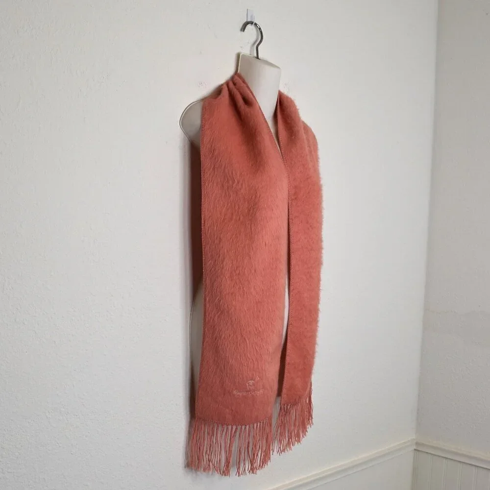 Alpaca Camargo Pink Knit Scarf Alpaca Blend Fuzzy Soft Fringed 75X9 Neutral Peru